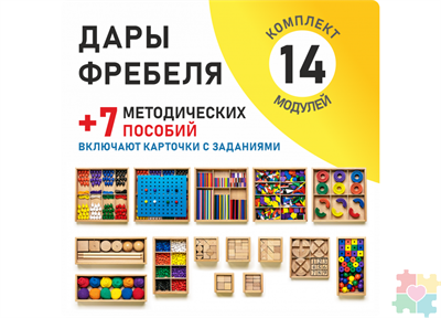 Игровой набор Дары Фребеля 14 модулей с методическими пособиями 7 книг - фото 2600157