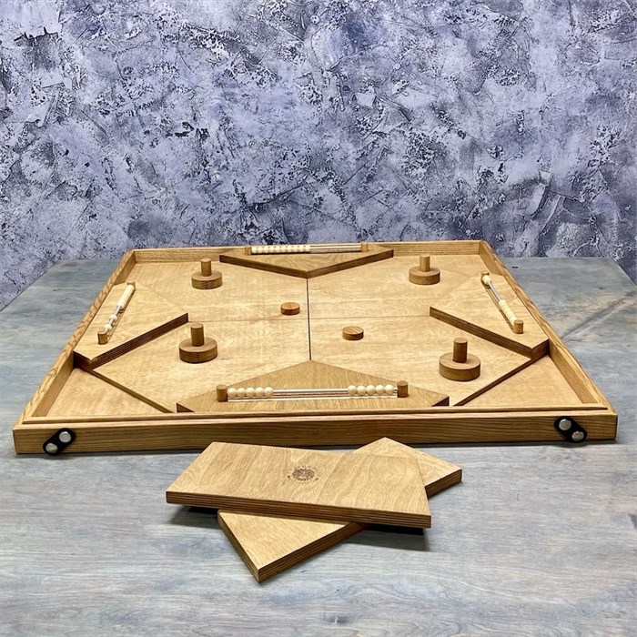 Настольная игра из дерева Аэрохоккей на 4-х L 1900082 - фото 7622840