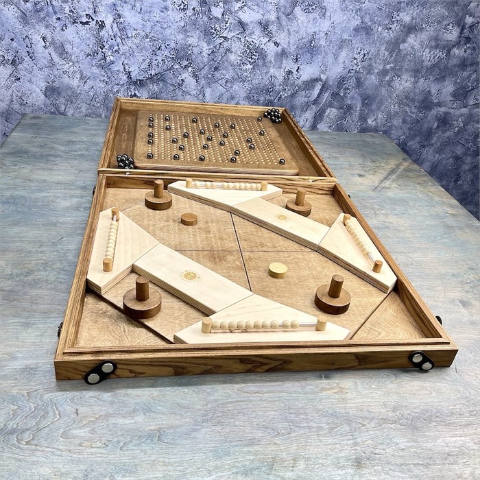 Настольная игра из дерева Аэрохоккей на 4-х игроков и Магнитные шарики 2 в 1 1902259 - фото 7637031