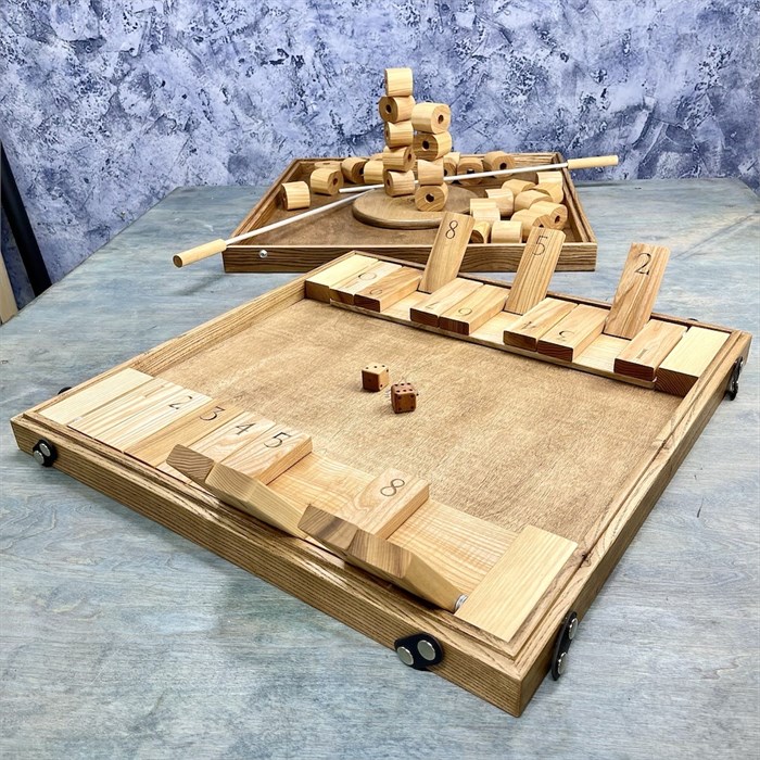 Настольная игра из дерева Башня из колец и Дюжина 2 в 1 1902262 - фото 7637061