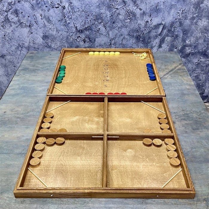 Настольная игра из дерева Эластик и Стрельба по мишени на 4-х игроков L 2 в 1 1902268 - фото 7637107