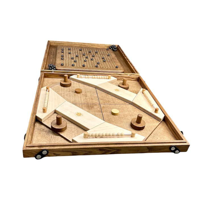Настольная игра из дерева Аэрохоккей на 4-х игроков и Магнитные шарики 2 в 1 1902259