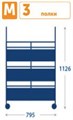 Мобильный стеллаж M с 3 наклонными полками SS503M
